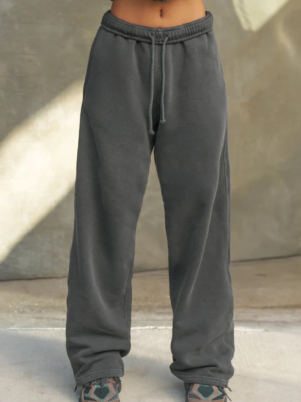 Joah Brown NWT Oversized Straight Leg Joggers in Washed Black French Terry